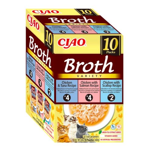 Churu Broth Multipack Salmón, Atún i Vieira, 10 x 40 Gr