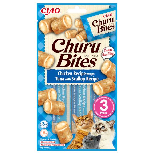 Churu Cat Bites Receta de Atún con Vieira, 12 x 30 Gr