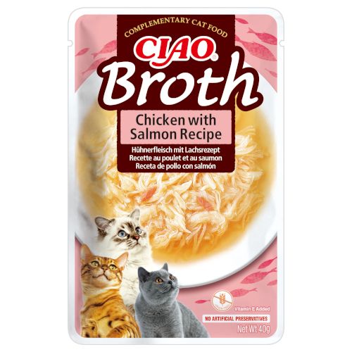 Churu Cat Chicken Broth Salmon, 12 x 40 Gr