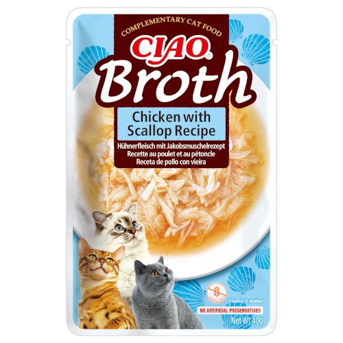 Churu Cat Chicken Broth Vieira, 12 x 40 Gr