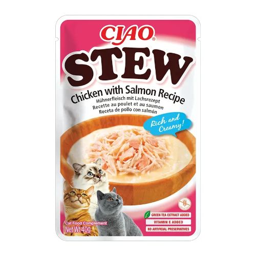 Churu Cat Chicken Stew Salmón, 12 x 40 Gr