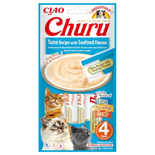 Churu Cat Receta de Atún con Marisco, 12 x 56 Gr