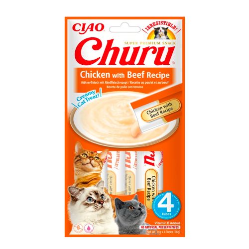 Churu Cat Receta de Pollo con Buey, 12 x 56 Gr