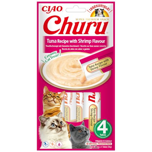 Churu Cat Receta de Pollo con Gambas, 12 x 56 Gr