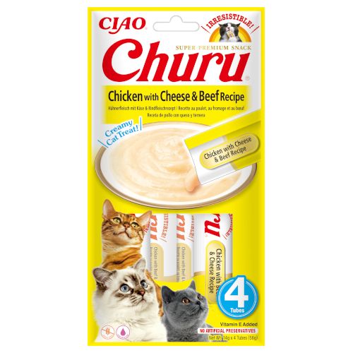 Churu Cat Receta de Pollo con Queso y Buey, 12 x 56 Gr
