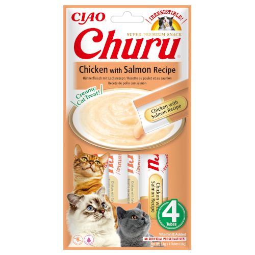 Churu Cat Receta de Pollo Con Salmón, 12 x 56 Gr
