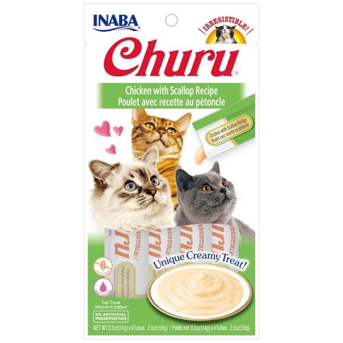 Churu Cat Receta de Pollo con Vieira, 12 x 56 Gr