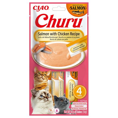 Churu Cat Receta de Salmón con Pollo, 12 x 56 Gr