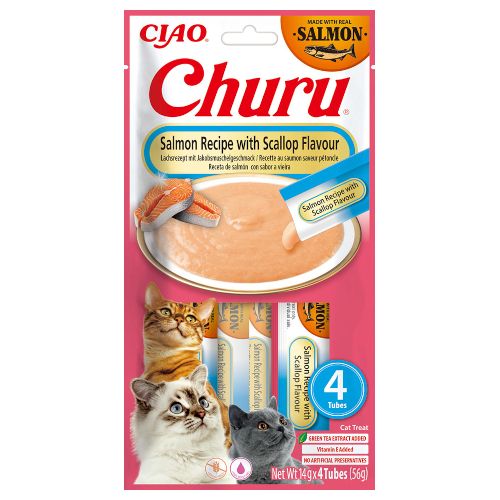 Churu Cat Receta de Salmón con Vieira, 12 x 56 Gr