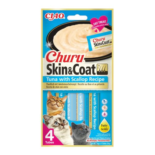 Churu Cat Skin-Coat Receta de Atún con Vieira, 12 x 56 Gr
