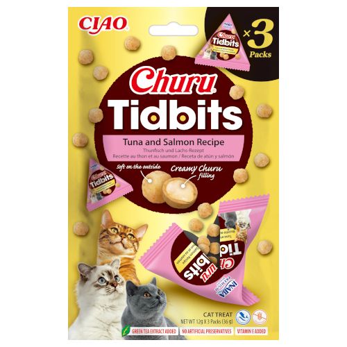 Churu Tidbits Receta de Atún y Salmón, 6 x 36 Gr
