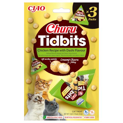 Churu Tidbits Receta de Pollo con sabor Dashi, 6 x 36 Gr