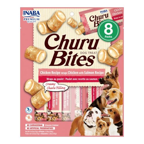 Churu Dog Bites Receta de Pollo con Salmón, 8 x 96 Gr
