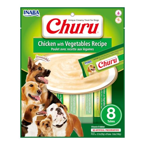 Churu Dog Receta de Pollo con Vegetales, 8 x 160 Gr