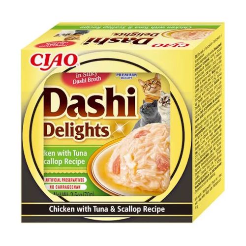 Dashi Delight Pollo con Atún y Vieira, 6 x 70 Gr