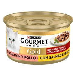Gourmet Gold Delicias de Salmón y Pollo, 85