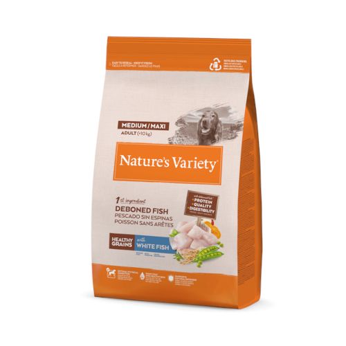 Nature's Variety Dog Med/Maxi Pescado Blanco Healthy Grain