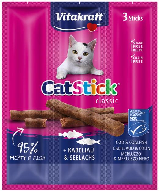 Vitakraft CAT STICK MINI BACALLÀ I TONYINA, 3 UNITATS
